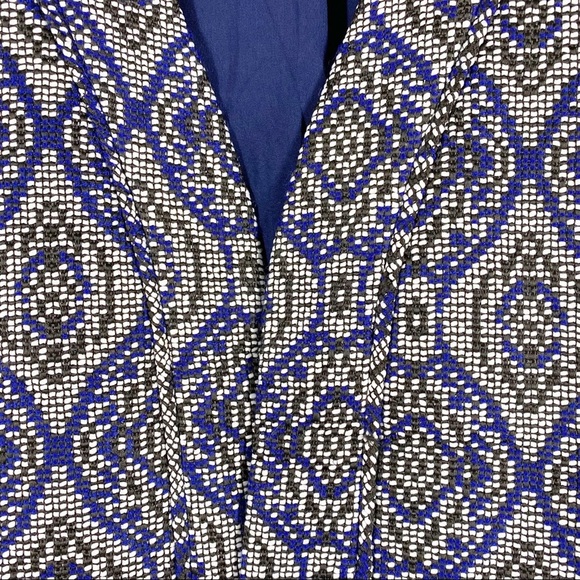 Long Tall Sally Boho Printed Blue Jacquard Open Blazer Jacket 18 - Picture 5 of 10